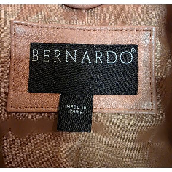 Bernardo Genuine Leather Moto Jacket Women's Size L Pink Full Zip - Picture 7 of 10